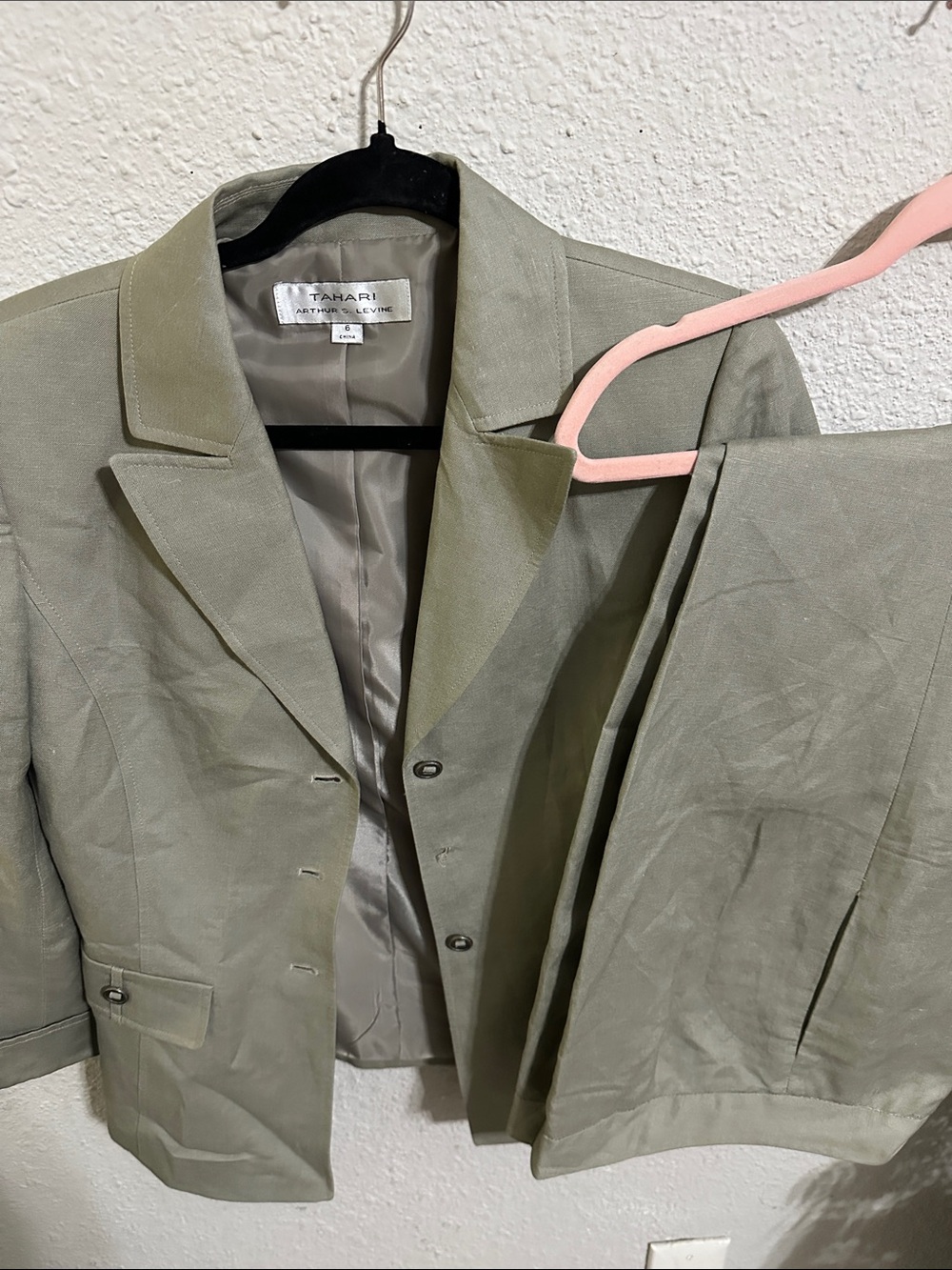 Tahari Light Olive Green Women's Blazer Suit Jacket